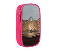 AABSTBFM Louvre Museum in Paris Printed Pencil Case Large Capacity Compartment Pencil Pen Pouch Bag with Zipper for School Office Travel, Pink