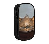 AABSTBFM Louvre Museum in Paris Printed Pencil Case Large Capacity Compartment Pencil Pen Pouch Bag with Zipper for School Office Travel, Black