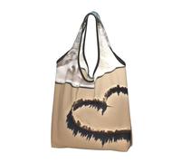 AABSTBFM love symbol in beach Printed Foldable Shopping Bag 2 PCS, Reusable Waterproof Grocery Bag Large Tote Bag, Shopper Handbag, And Beach Bag