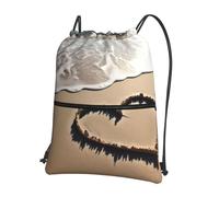 AABSTBFM love symbol in beach Printed Outdoor Drawstring Backpack Lightweight String Backpack Bags for Sports, Gym, Travel, Shopping, School