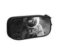 AABSTBFM Lunar Astronaut Pencil Case Pen Pouch Bag with Zipper, Black Large Capacity Pencil Box for School, Office, and Travel