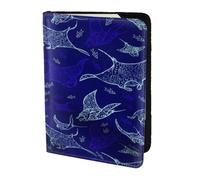 AABSTBFM Manta Ray and Fish Printed Passport Holder 5.5 in, Leather Travel Passport Cover Card Case Wallet for Women Men