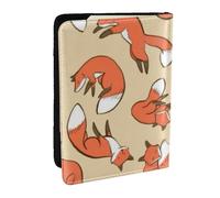 AABSTBFM Many Foxes Printed Passport Holder 6.5 in, Leather Travel Passport Cover Card Case Wallet for Women Men