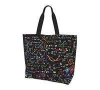 AABSTBFM Math Formula Printed Shopping Bags For Women Ladies Girls - Large Reusable Waterproof Shoulder Tote Bag, Grocery Bags, Shopper Handbag, And Beach Bag