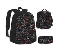 AABSTBFM Math Formula School Bookbags Set with Lunch Bag Pencil Case, Travel Laptop Backpack School Bag 3pcs Set