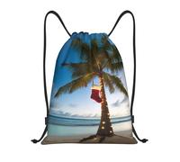 AABSTBFM merry christmas palm tree Printed Lightweight Drawstring Backpack | S - String Backpack Bags For Gym, Travel, Shopping, School