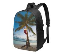 AABSTBFM merry christmas palm tree Printed Travel Backpack 17 inch Laptop Bag School Bags for Men Women College School, With Usb Charging Port