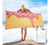 AABSTBFM Microfiber Quick Dry Beach Towel - Ice Cream And Waffle Pattern Printed Super Absorbent Fast Drying Bath Towels For Travel,Camping,Gym,Beach,Swimming,Yoga