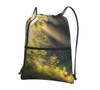 AABSTBFM Morning Sunlight in Wilderness Printed Outdoor Drawstring Backpack Lightweight String Backpack Bags for Sports, Gym, Travel, Shopping, School