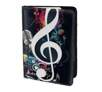 AABSTBFM Music Notes Printed Passport Holder 5.5 in, Leather Travel Passport Cover Card Case Wallet for Women Men