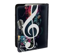 AABSTBFM Music Notes Printed Passport Holder 6.5 in, Leather Travel Passport Cover Card Case Wallet for Women Men