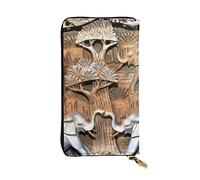 AABSTBFM Nature Elephants Printed Leather Wallet for Women Men Zipper Purse Clutch Bag Long Wallet Credit Card Holder