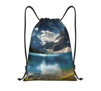 AABSTBFM Nature Mountain Lake Printed Lightweight Drawstring Backpack | S - String Backpack Bags For Gym, Travel, Shopping, School