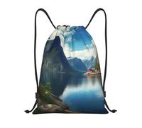 AABSTBFM norway fjord nature cape Printed Lightweight Drawstring Backpack | S - String Backpack Bags For Gym, Travel, Shopping, School