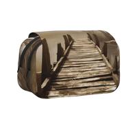 AABSTBFM Old Wooden Bridge Printed Double Layer Pencil Case, Large Capacity Oxford Pen Pouch for 50+ Pens, Stationery Organizer for School Office Travel, Gift for Teens Adults