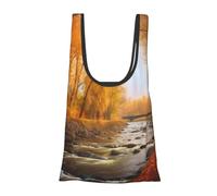 AABSTBFM Outdoor River Park Printed Foldable Shopping Bag- Reusable Waterproof Grocery Bag Large Tote Bag Shopper Handbag Beach Bag