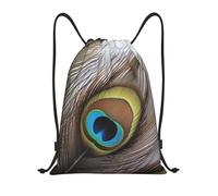 AABSTBFM peacock feather Printed Lightweight Drawstring Backpack | M - String Backpack Bags For Gym, Travel, Shopping, School