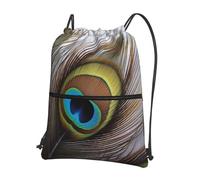 AABSTBFM peacock feather Printed Outdoor Drawstring Backpack Lightweight String Backpack Bags for Sports, Gym, Travel, Shopping, School