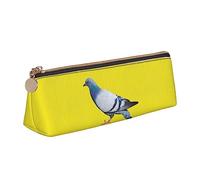 AABSTBFM Pigeon Printed Triangle Pencil Case Cute Leather Zipper Pen Pencil Pouch Bag for School, Office, and Travel