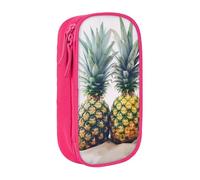 AABSTBFM Pineapple Painting Printed Pencil Case Large Capacity Compartment Pencil Pen Pouch Bag with Zipper for School Office Travel, Pink