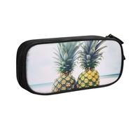 AABSTBFM Pineapple Painting Printed Pencil Case Pen Pouch Bag with Zipper, Black Large Capacity Pencil Box for School, Office, Travel