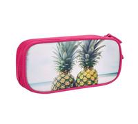 AABSTBFM Pineapple Painting Printed Pencil Case Pen Pouch Bag with Zipper, Pink Large Capacity Pencil Box for School, Office, Travel