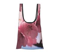 AABSTBFM Pink Cherry Blossoms Printed Foldable Shopping Bag- Reusable Waterproof Grocery Bag Large Tote Bag Shopper Handbag Beach Bag