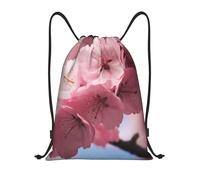 AABSTBFM Pink Cherry Blossoms Printed Lightweight Drawstring Backpack | S - String Backpack Bags For Gym, Travel, Shopping, School