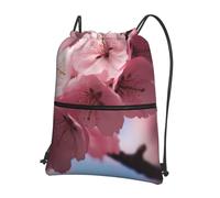 AABSTBFM Pink Cherry Blossoms Printed Outdoor Drawstring Backpack Lightweight String Backpack Bags for Sports, Gym, Travel, Shopping, School