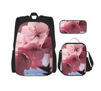 AABSTBFM Pink Cherry Blossoms Printed School Backpack Set with Lunch Bag and Pencil Case, Travel Daypacks School Bag 3pcs Set