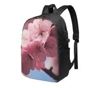 AABSTBFM Pink Cherry Blossoms Printed Travel Backpack 17 inch Laptop Bag School Bags for Men Women College School, With Usb Charging Port