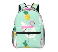 AABSTBFM Pink Flamingo Pineapples School Backpack Lightweight College Rucksack Causal Travel School Bags With Zipper School Daypack For Girls Boys