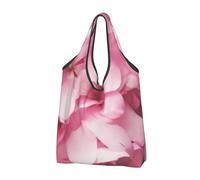 AABSTBFM Pink Flower Petals Printed Foldable Shopping Bag 3 PCS, Reusable Waterproof Grocery Bag Large Tote Bag, Shopper Handbag, And Beach Bag