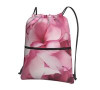 AABSTBFM Pink Flower Petals Printed Outdoor Drawstring Backpack Lightweight String Backpack Bags for Sports, Gym, Travel, Shopping, School