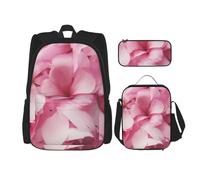 AABSTBFM Pink Flower Petals Printed School Backpack Set with Lunch Bag and Pencil Case, Travel Daypacks School Bag 3pcs Set
