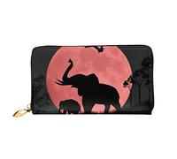 AABSTBFM Pink Moon Elephant Printed Leather Wallet for Women Men Zipper Purse Clutch Bag Long Wallet Card Holder