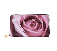 AABSTBFM Pink Rose Close up Printed Leather Wallet for Women Men Zipper Purse Clutch Bag Long Wallet Card Holder