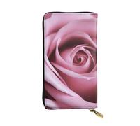 AABSTBFM Pink Rose Close up Printed Leather Wallet for Women Men Zipper Purse Clutch Bag Long Wallet Card Holder