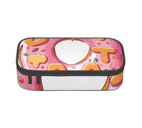 AABSTBFM Pink Word Cartoon Donut Printed Pencil Case Cute High Capacity Pen Pencil Pouch Bag with Zipper for School, Office, and Travel