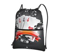 AABSTBFM Poker Tournament Outdoor Drawstring Backpack - Durable And Lightweight String Backpack Bags For Sports, Gym, Travel, Shopping, School, And More