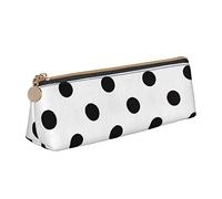 AABSTBFM Polka Dot Printed Triangle Pencil Case Cute Leather Zipper Pen Pencil Pouch Bag for School, Office, and Travel