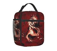 AABSTBFM Portable Insulated Lunch Bag Blood Red Dragon Printed Waterproof Cooler Lunch Boxes Lunch Tote Bag for Men and Women