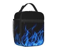 AABSTBFM Portable Insulated Lunch Bag Blue Flame Printed Waterproof Cooler Lunch Boxes Lunch Tote Bag for Men and Women