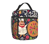 AABSTBFM Portable Insulated Lunch Bag Chef Pizza Printed Waterproof Cooler Lunch Boxes Lunch Tote Bag for Men and Women