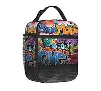 AABSTBFM Portable Insulated Lunch Bag Graffiti Hip Hop Printed Waterproof Cooler Lunch Boxes Lunch Tote Bag for Men and Women