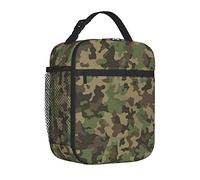 AABSTBFM Portable Insulated Lunch Bag Green Camo Printed Waterproof Cooler Lunch Boxes Lunch Tote Bag for Men and Women