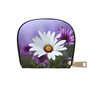 AABSTBFM Purple Flower White Flower Printed Card Holder Wallet, Pu Leather Card Case Organizer Bag for Men Women