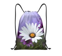 AABSTBFM Purple Flower White Flower Printed Lightweight Drawstring Backpack | S - String Backpack Bags For Gym, Travel, Shopping, School