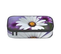 AABSTBFM Purple Flower White Flower Printed Pencil Case Cute High Capacity Pen Pencil Pouch Bag with Zipper for School, Office, and Travel