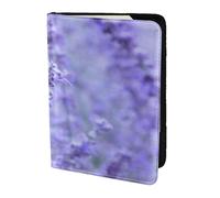 AABSTBFM Purple Lavender Colored Flowers Printed Passport Holder 5.5 in, Leather Travel Passport Cover Card Case Wallet for Women Men